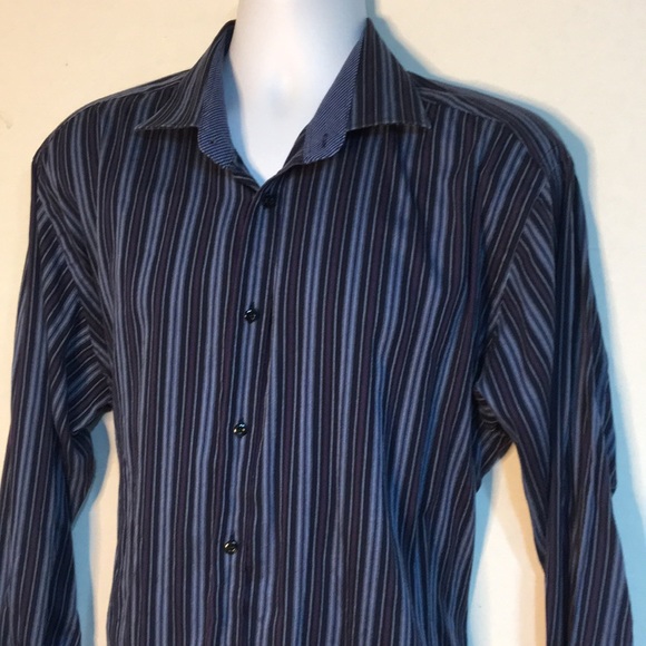 TD Thomas Dean Men’s Shirt Blue Flip Cuffs Button Front 2XL - Picture 2 of 8